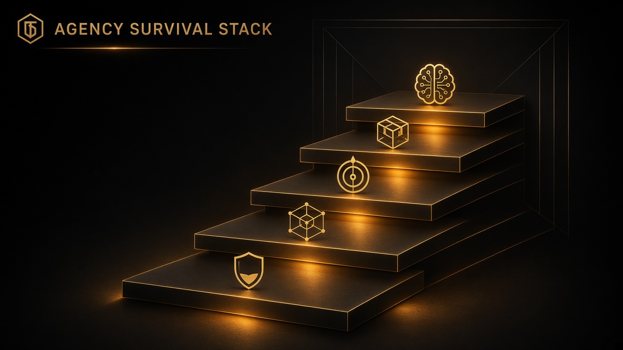 Five-layer Agency Survival Stack for the AI era