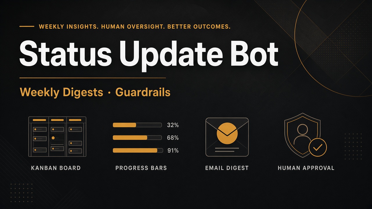 How to build a weekly project status update AI bot with board sync and human approval